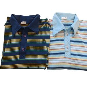 Evolution True‎ Vintage Mens Striped Polo Shirt Lot Single Stitch 1970s Retro L